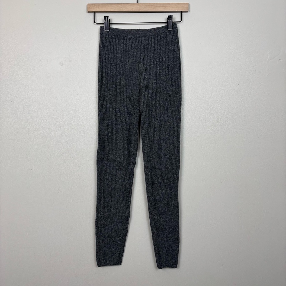 Neiman Marcus‎ Pants Womens XS Heather Grey Cashmere Skinny Leg Ribbed Pull On
